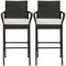 Gymax Set of 2 Wicker Bar Stools Set Outdoor High Back Bar Counter Chairs w/ Cushions